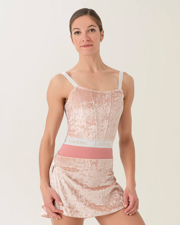 Elora Velvet Skirt – Blush