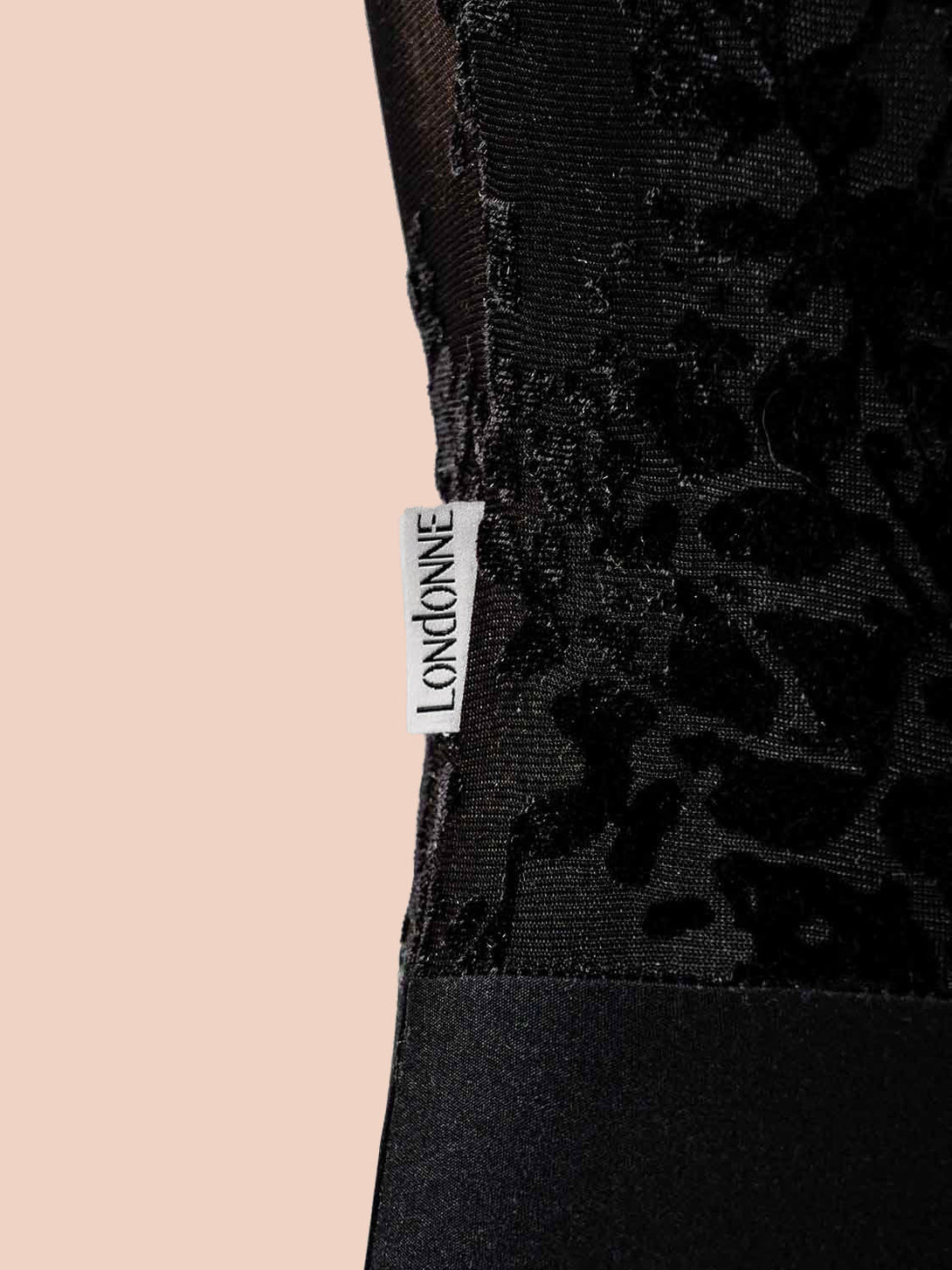 Close up fabric Londonne dance leotard for ballet Geneva Nocturne black floral velvet