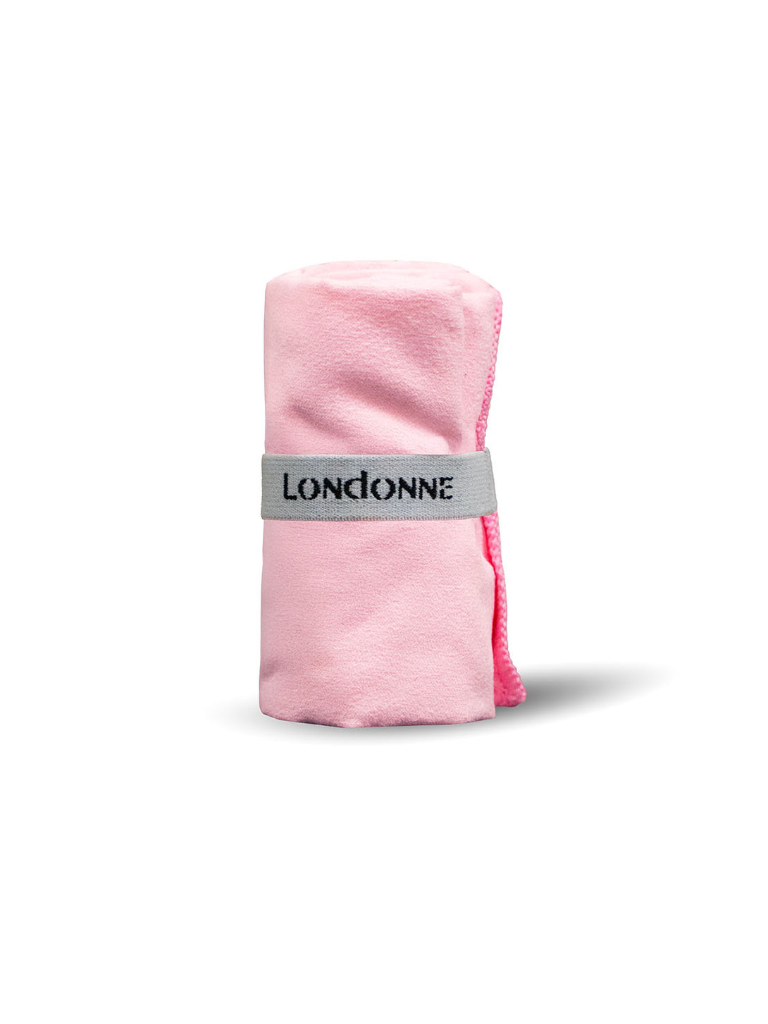 Front view of Londonne pink microfiber mini sweat towel for dancers 